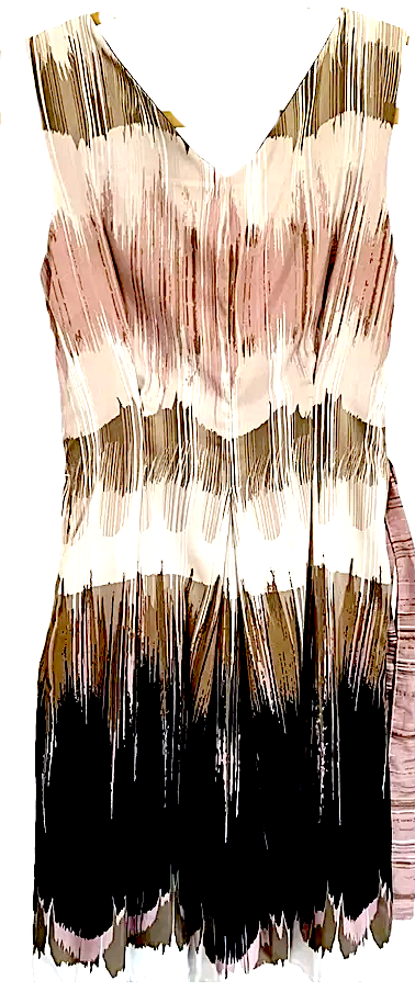 Benetton Vintage Print Sleeveless Belted Flare A Line Dress