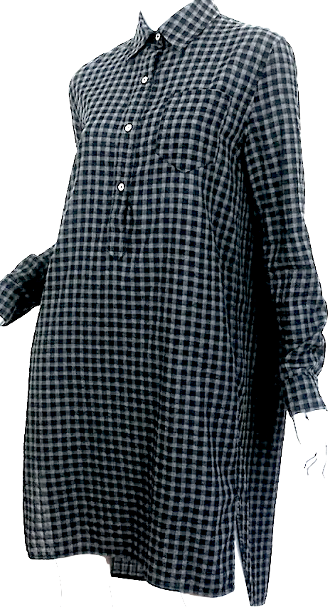 Isabel Marant Etoile Paris. Grey Gingham Check Shirtdress Long Sleeve Dress Size 38