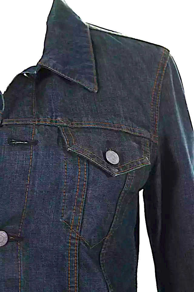 Dries Van Noten Belgium. Blue Medium Wash Collar Long Sleeve Denim Jacket