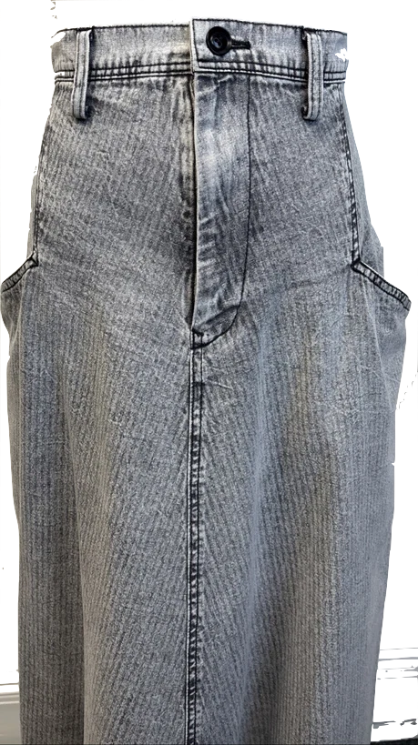 YOHJI YAMAMOTO JAPAN. Y'S Discharge Grey, Striped Denim Skirt,