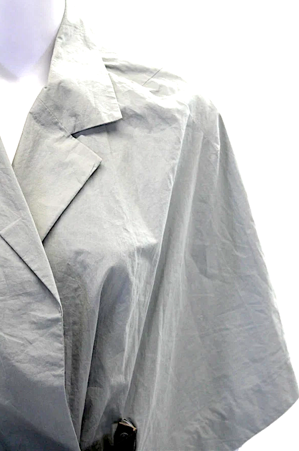 Marni Italy. Green/Grey Cotton Textured Batwing Lined Collar Belted Top