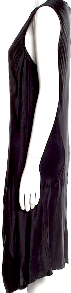 Ann Demeulemeester Belgium. Vintage 2010s Collection Black Silk Midi Length Dress