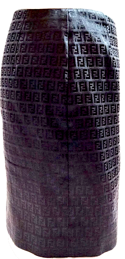 Fendi Italy. Black FF Logo Cotton, Rayon Skirt