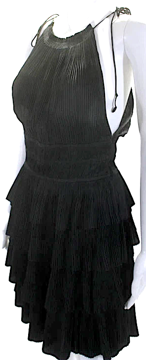 Ulla Johnson Black Pleated Halter Sleeveless Cecily Dress