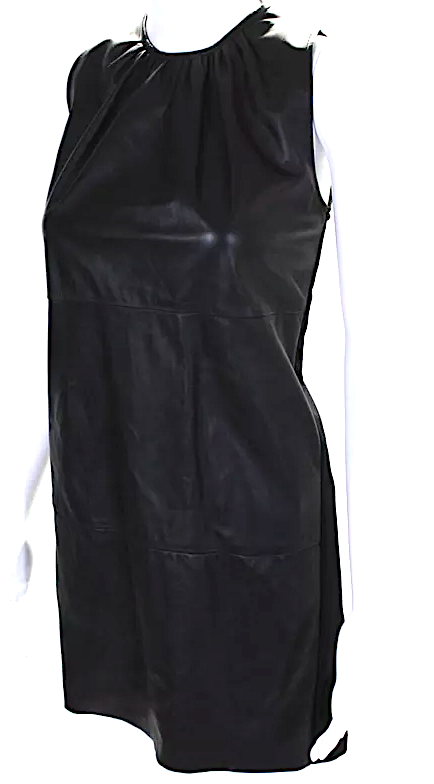 Blugirl Blumarine ITALY. ANNA MOLINARI. Black Faux Leather Mini Dress Sleeveless Faux Leather Mini Dress