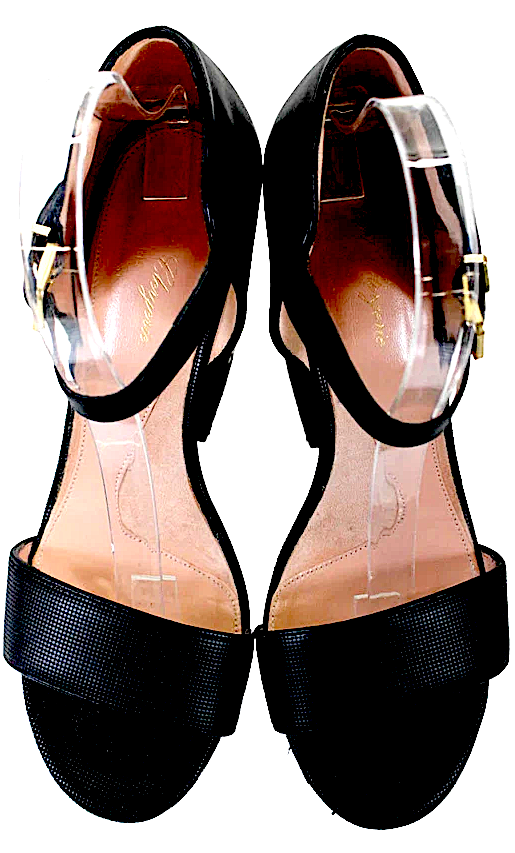 Robert Clergerie PARIS. Black Leather Ankle Strap Open-Toe Heels Size 9.5