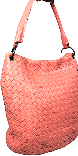Bottega Veneta Italy. Rare Pink intrecciato Leather Bucket Hobo Style Oval Base Shoulder Bag