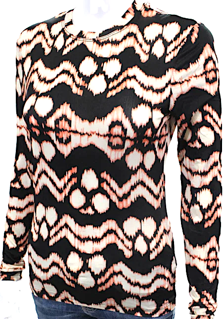 Ulla Johnson NY. Brown/Pink Ikat Print Long Sleeves Shirt