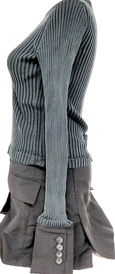 Burberry UK. Washed Black Wool, Cupro, Nylon Dress