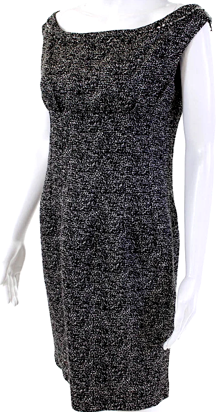 Yves Saint Laurent Paris. Black Silk Scoop Neck Sleeveless Mini Shift Dress