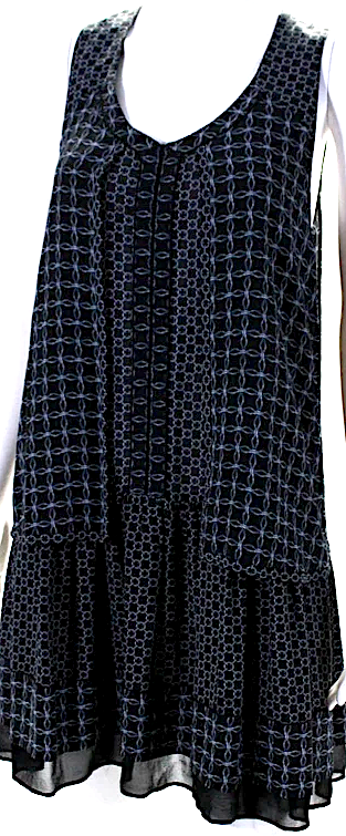 Proenza Schouler NY. Black Silk Abstract Print A Line Dress