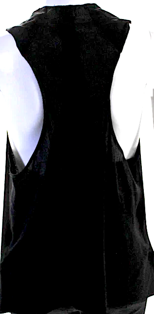 Helmut Lang NY. Black Textured Viscose Sleeveless Scoop Neck Tank Blouse