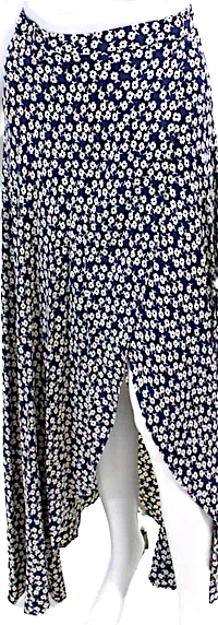 Reformation NY. Blue/White Floral Print Viscose A Line Wrap Skirt