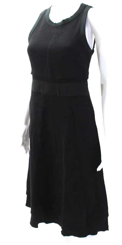 Prada Italy. Black Sleeveless Midi Polyester Tank Dress