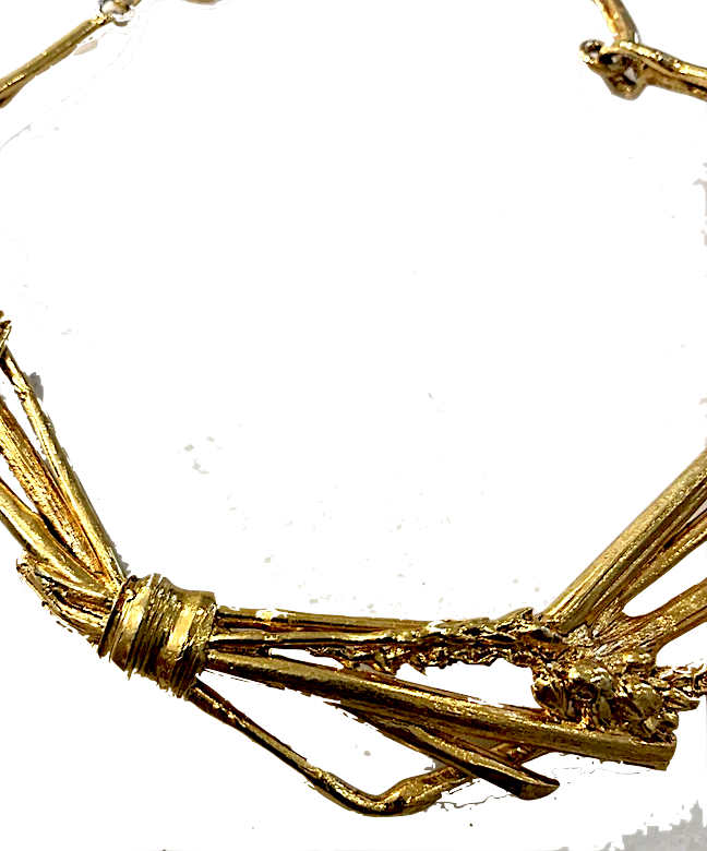 Antigona Paris Goldplated Signed on Reverse Brutalist Statement Necklace