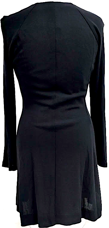 Gucci Italy Black Rayon Long Sleeve Dress