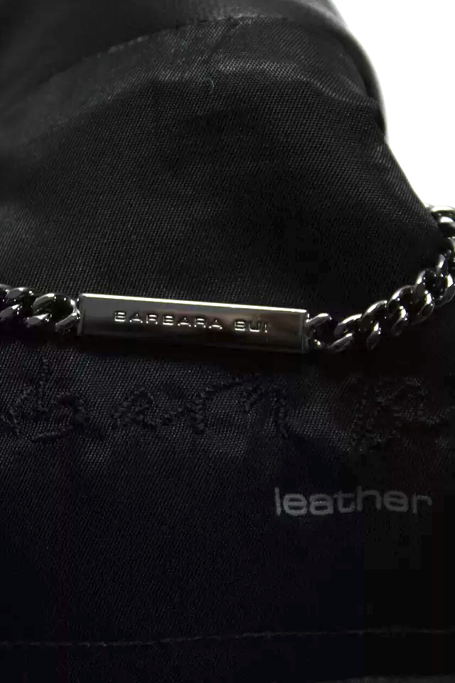 Barbara Bui PARIS. Black Lambskin Leather Quilted Details Front ZIp Collared Jacket