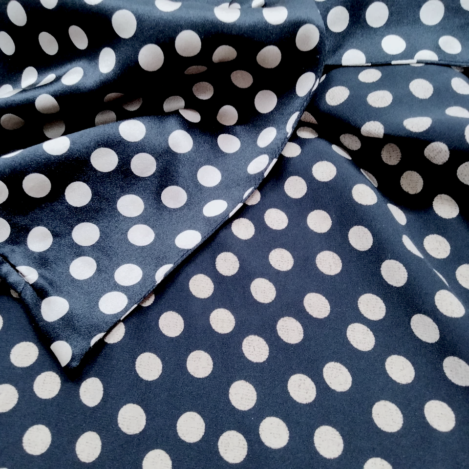 MOSCHINO Italy. Black Silk Polka Dot Blouse