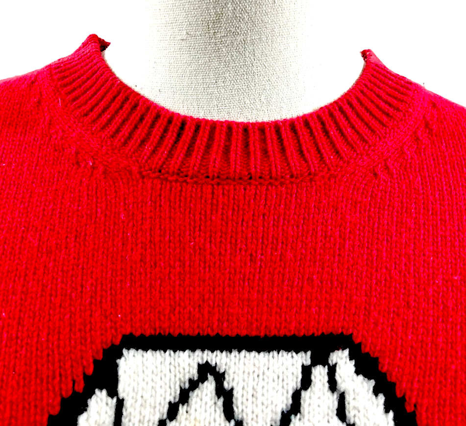 Gucci Italy. Red Illustration LOGO Wool Sweater Top