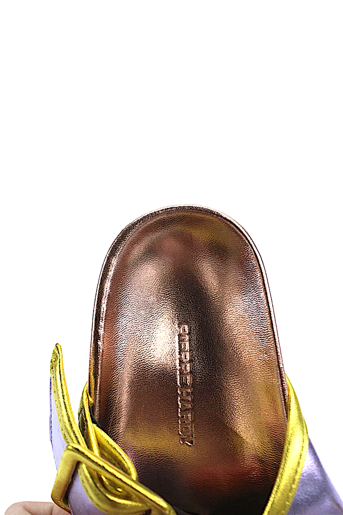 Pierre Hardy Paris. (Hermes Shoe Designer) Open Toe Strap Buckle Platform Sandals Silver Tone Size 38.5