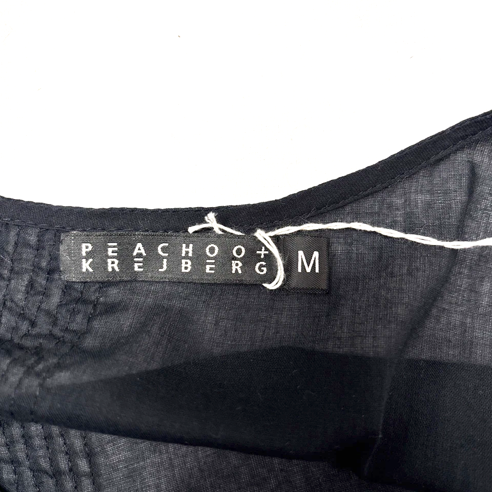 Peachoo + Krejberg Paris/New Delhi. Black Cotton Semi Sheer w/Silver Embellishments Tunic/Mini Dress