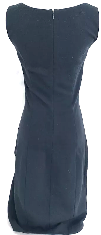 PRADA ITALY. Black Rayon, Elastane, Nylon Sheath Dress with Bow Detail