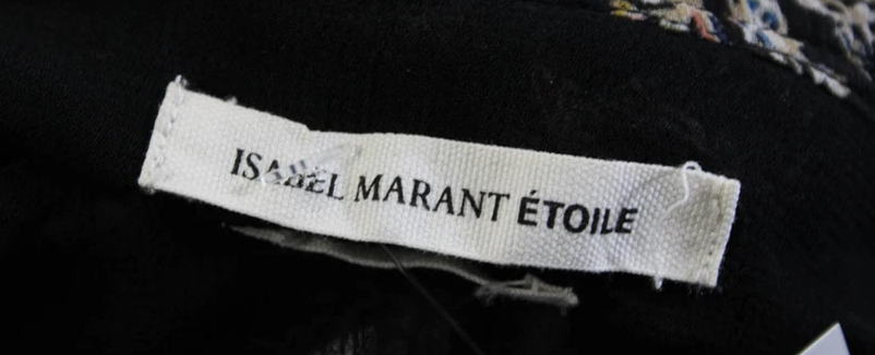 Isabel Marant Etoile Paris. Black Silk Floral Long Mesh Sleeved Dress