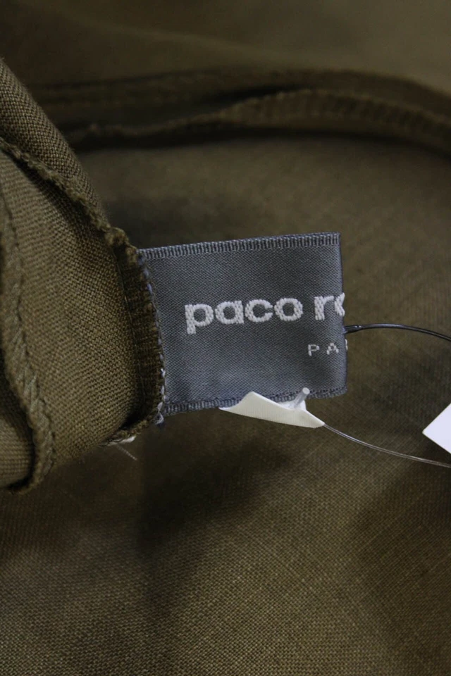 Paco Rabanne Paris. Cotton Linen Short Sleeves Full Length Maxi Dress