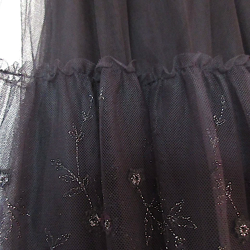 UNITED TOKYO JAPAN. Black Tulle Embroidery Skirt