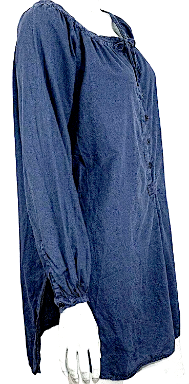 Hannoh Wessel ITALY. Cotton Navy Blue Dress Scoop Neck