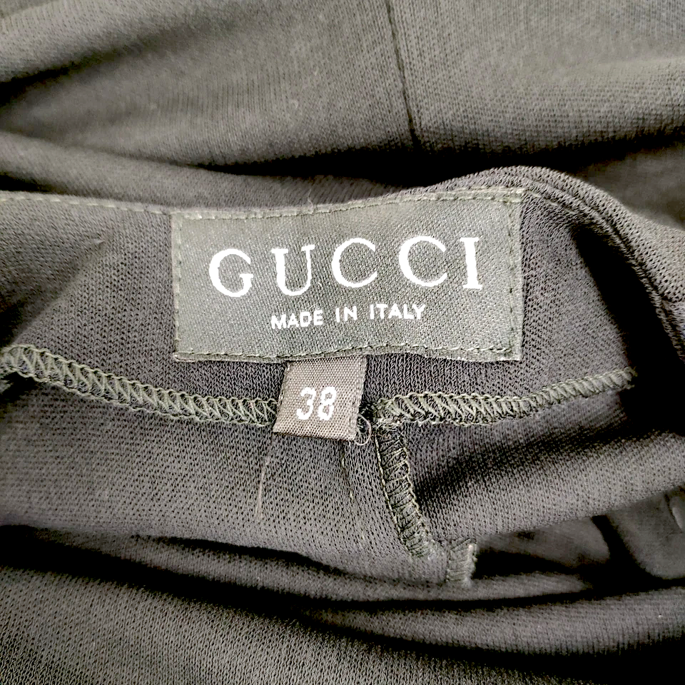 Gucci Italy Black Rayon Long Sleeve Dress