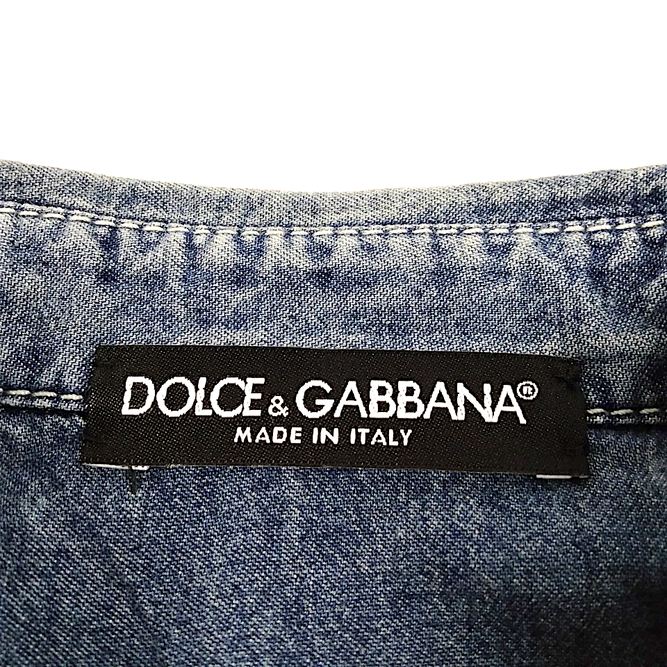 DOLCE & GABBANA ITALY. Blue Cotton Top Tops