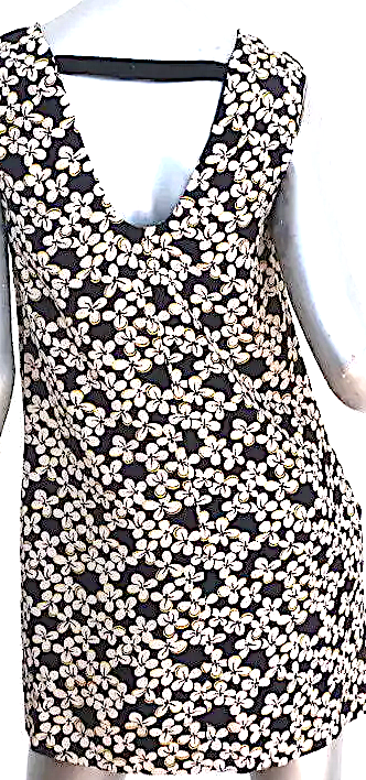 Marni Italy. Floral Print Silk Cutout-Back Shift Mini Dress