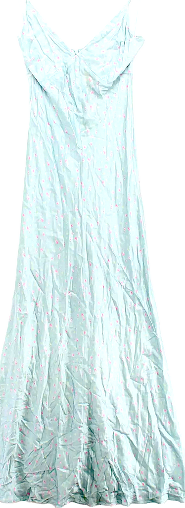 Ghost London UK. Tanya Sarne Blue Floral 100% Viscose Sleeveless Long V-Neck Maxi Dress