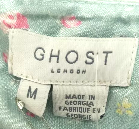 Ghost London UK. Tanya Sarne Blue Floral 100% Viscose Sleeveless Long V-Neck Maxi Dress