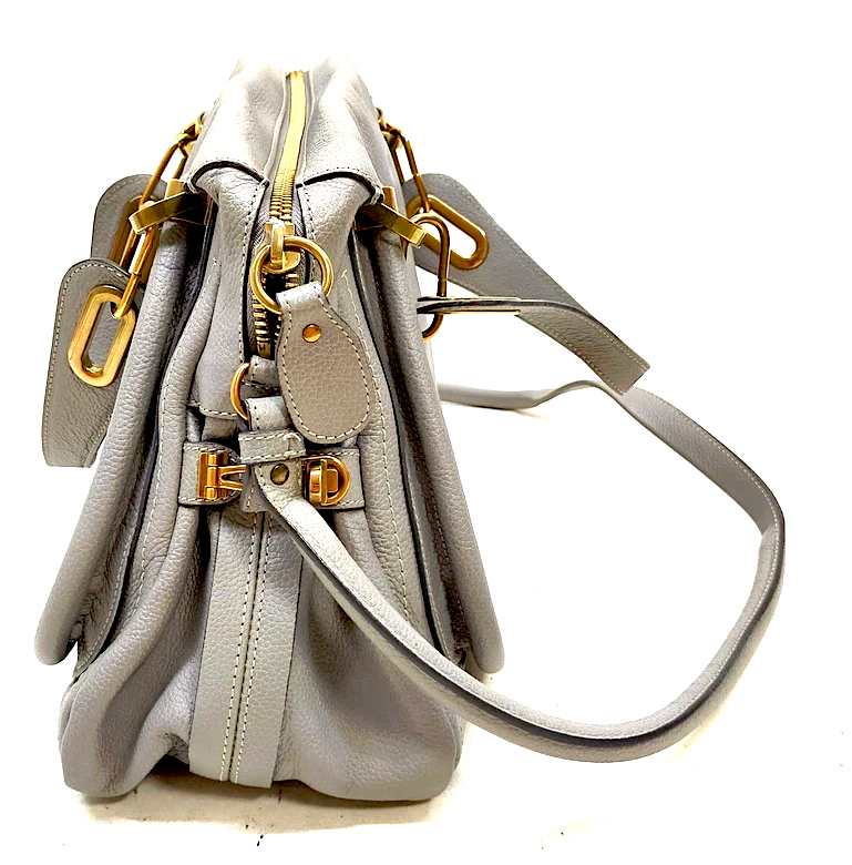 Chloe Paris. Gray Leather Crossbody Strap Shoulder Bag / Hand Bag