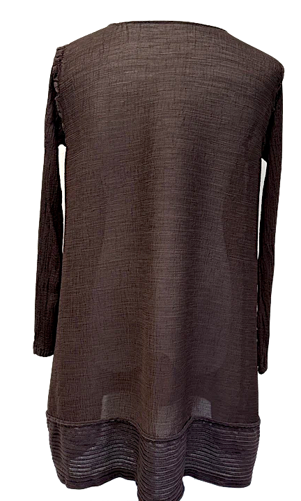 Issey Miyake Japan. Tunic, Brown, One Size Semi Sheer Cauliflower,