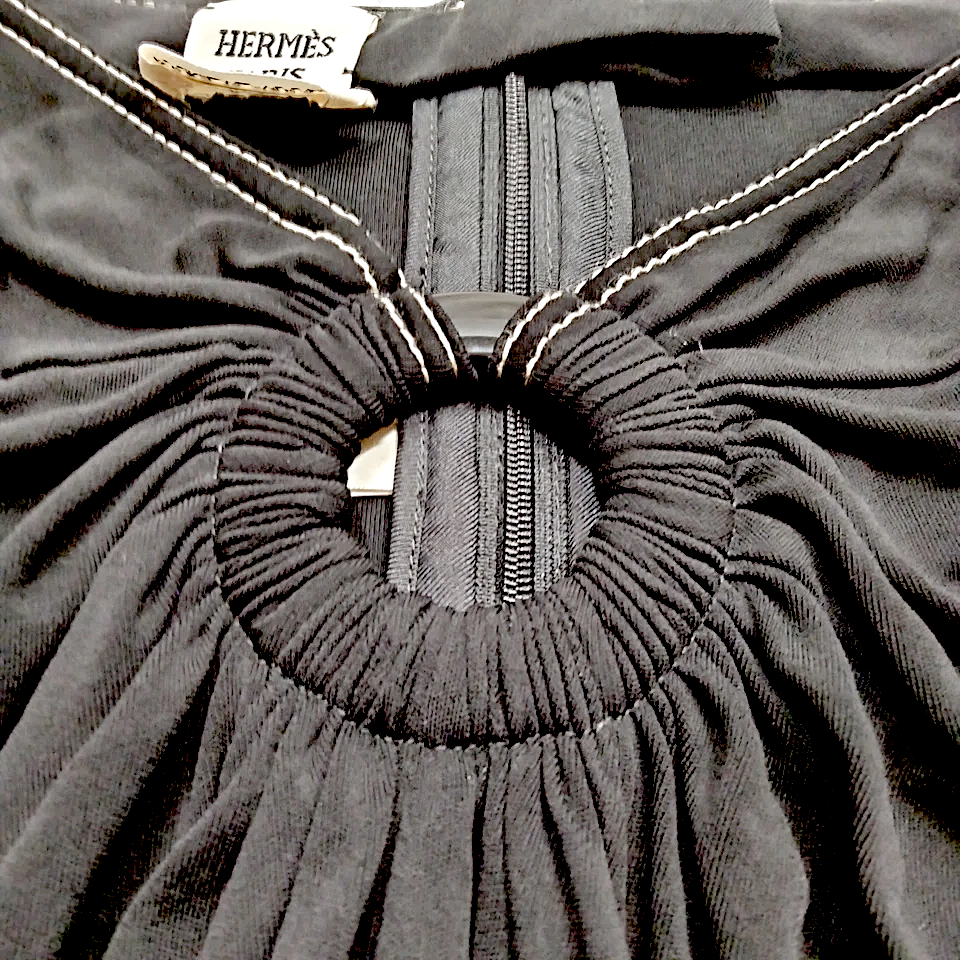 Hermes Paris. Black Rayon Skirt