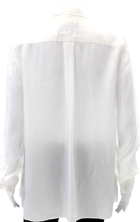 ACNE Studios Sweden. White Vegan Silk Long Sleeve Button Down Blouse