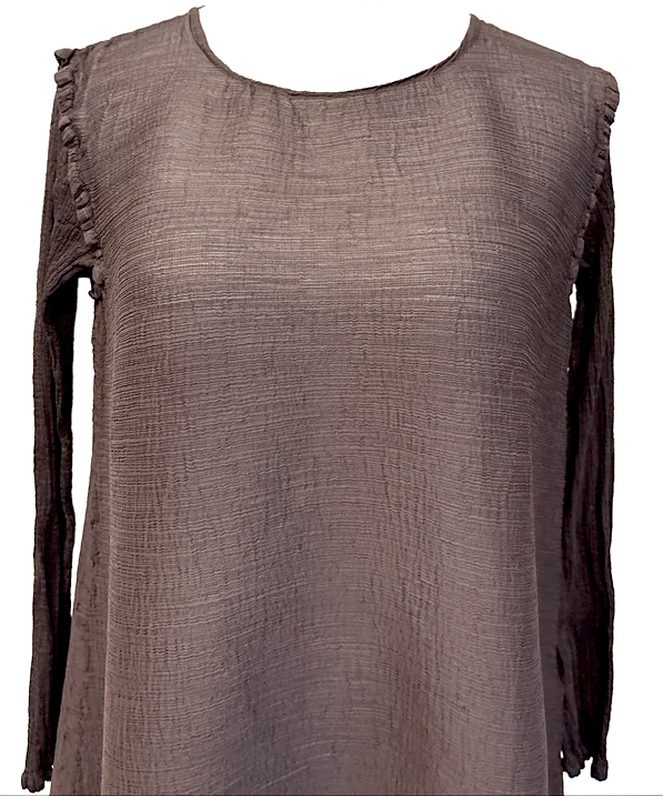 Issey Miyake Japan. Tunic, Brown, One Size Semi Sheer Cauliflower,