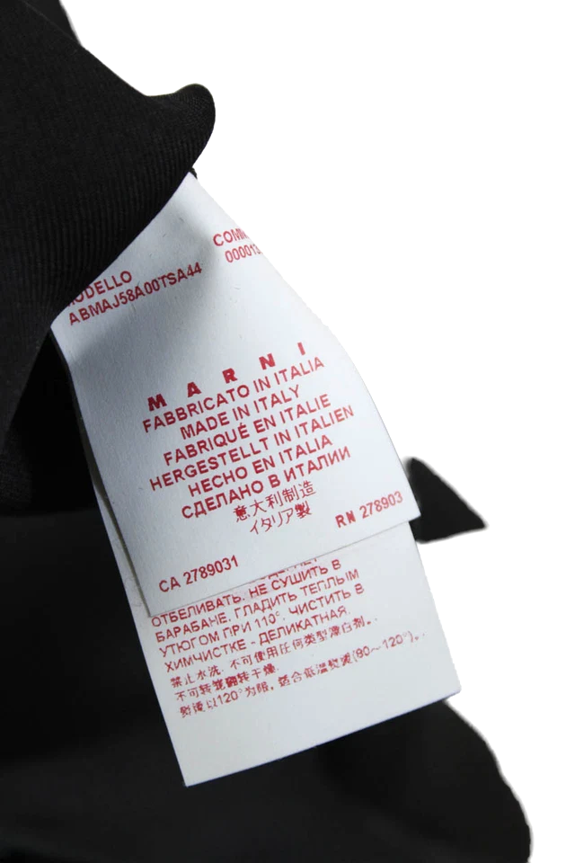 Marni Italy. Black Folded Detail Backless Tied Mini Dress Solid Black