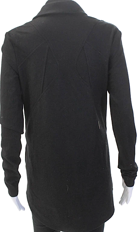 Helmut Lang Black Wool Asymmetric Zip Up Collared Jacket
