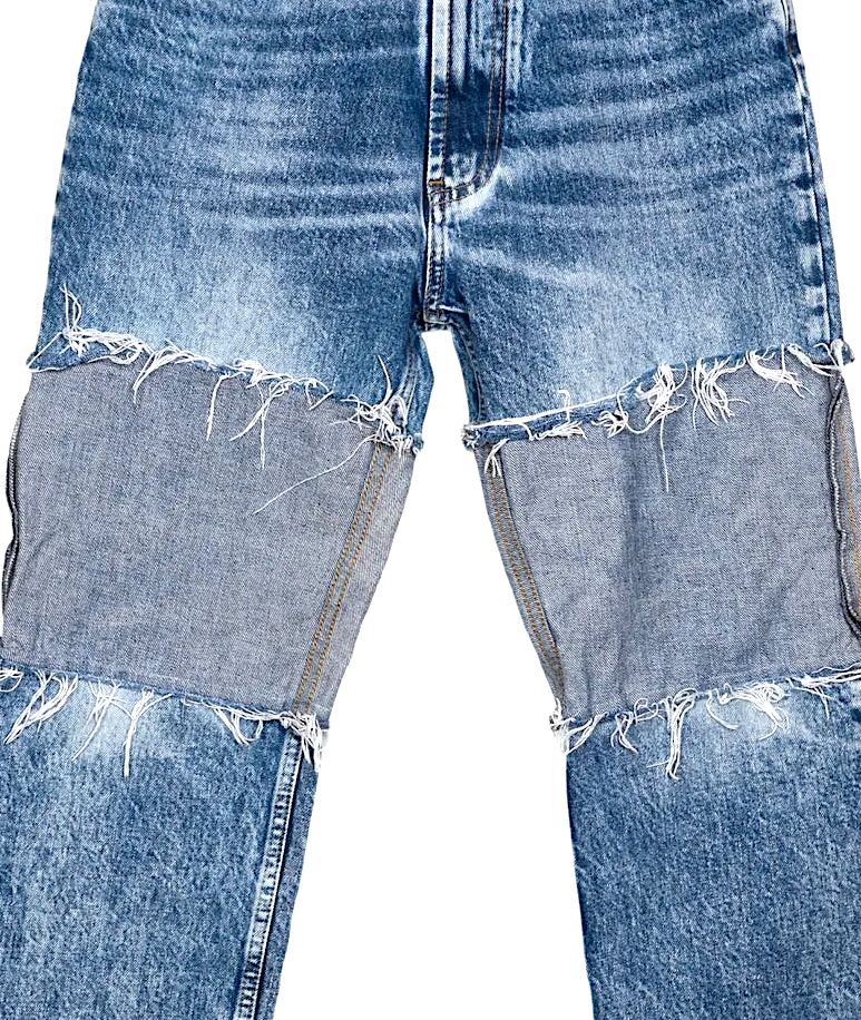 Maison Martin Margiela Paris. Dark Denim Switching Fabric High-Rise Jeans