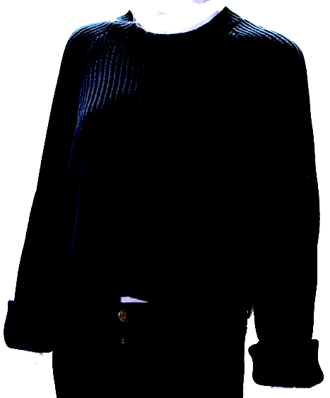 Proenza Schouler NY. Navy Wool Ribbed Striped Pullover Sweater