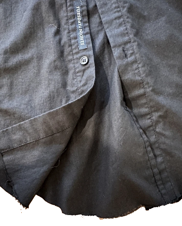 Tuesday Night Band Practice Avant Garde. NEW NO TAG, Black Cotton Long Button Down Shirt Dress