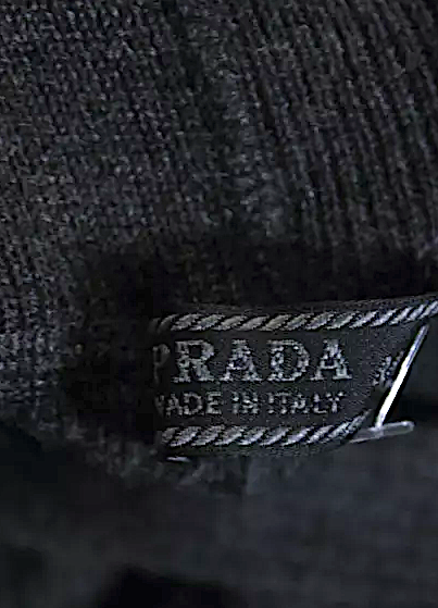 Prada Italy. Dark Gray Long Sleeve Cashmere Ribbed Knit Turtleneck Sweater