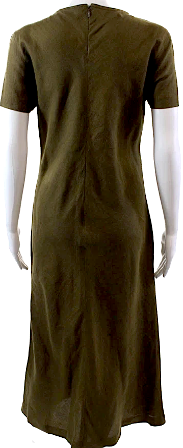 Paco Rabanne Paris. Cotton Linen Short Sleeves Full Length Maxi Dress