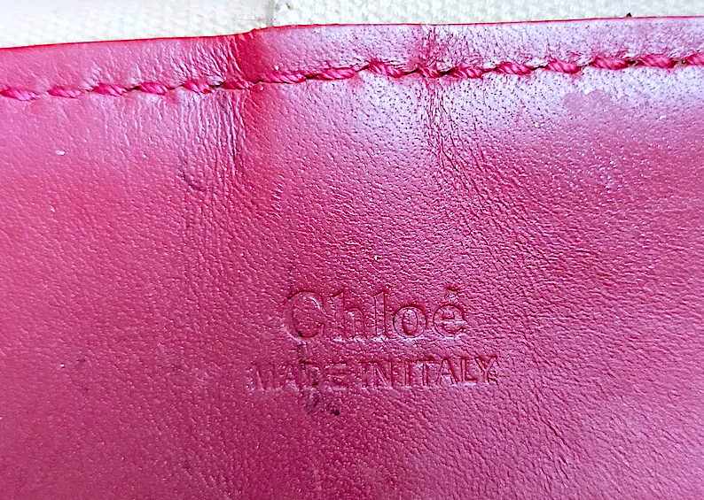 Chloe PARIS. Red Leather Shoulder Bag / Crossbody Strap Hand Bag
