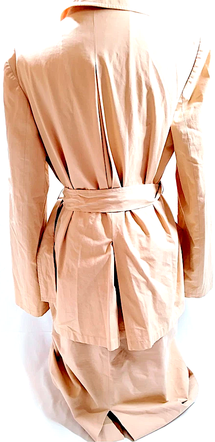 Ferragamo Italy. Cotton Polyurethane Jacket/Skirt Suit