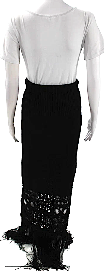 Christopher Esber Sydney. Black Knit Fringe Trim Long Strapless Dress